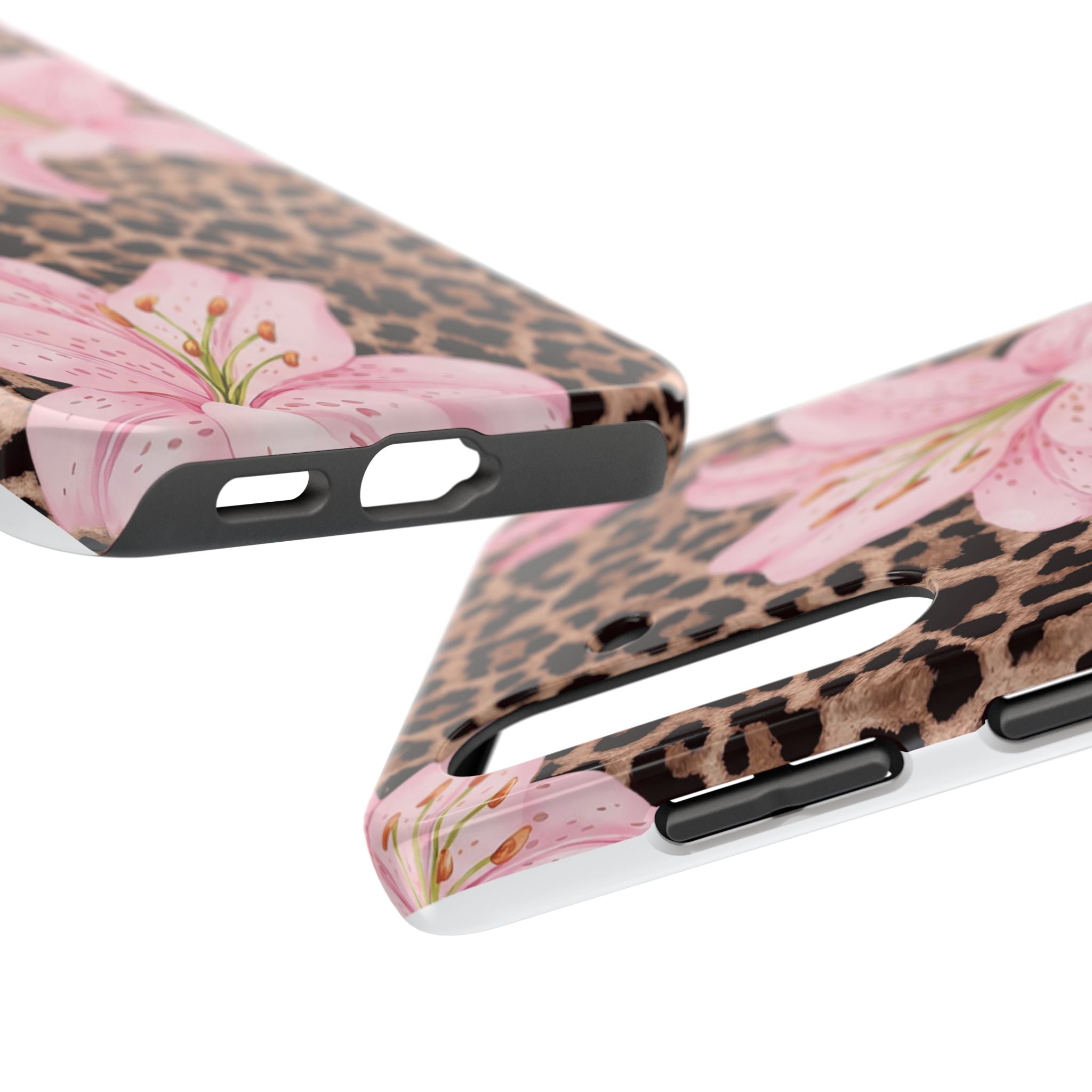 Blush Leopard Lily Magnetic Phone Case | MagSafe Compatible Shockproof Protective Cover