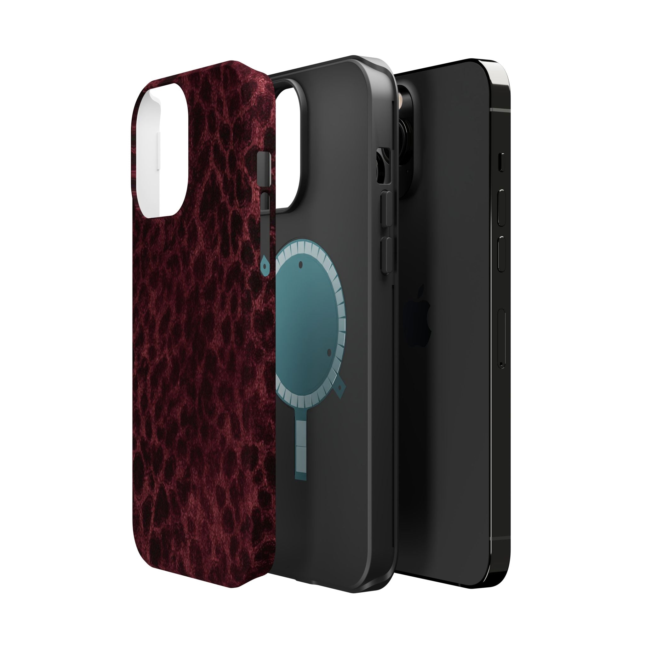 Burgundy Leopard Magnetic Phone Case | MagSafe Compatible Shockproof Protective Cover