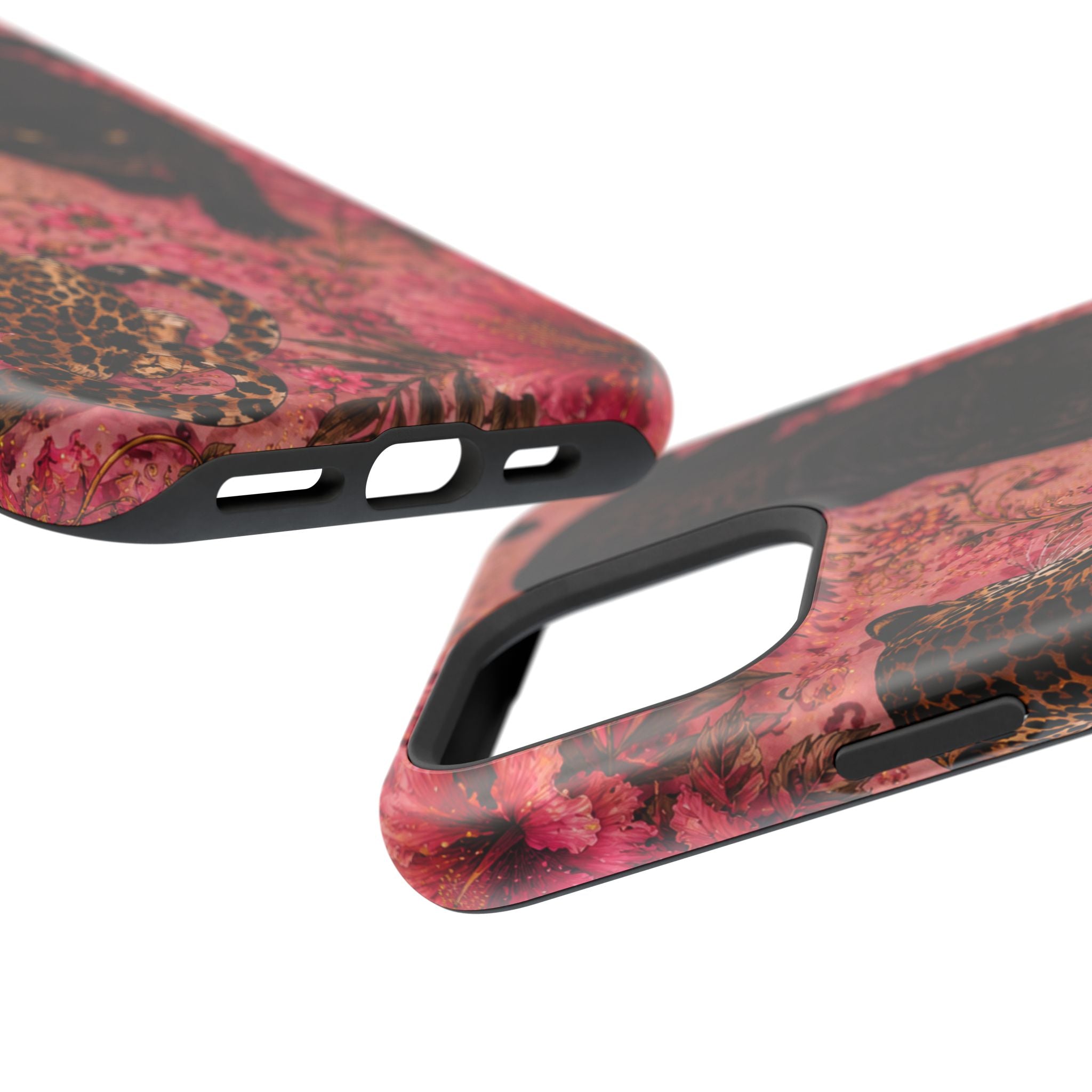 Black Panther & Leopard Floral Magnetic Impact-Resistant Phone Case | MagSafe Compatible Shockproof Cover