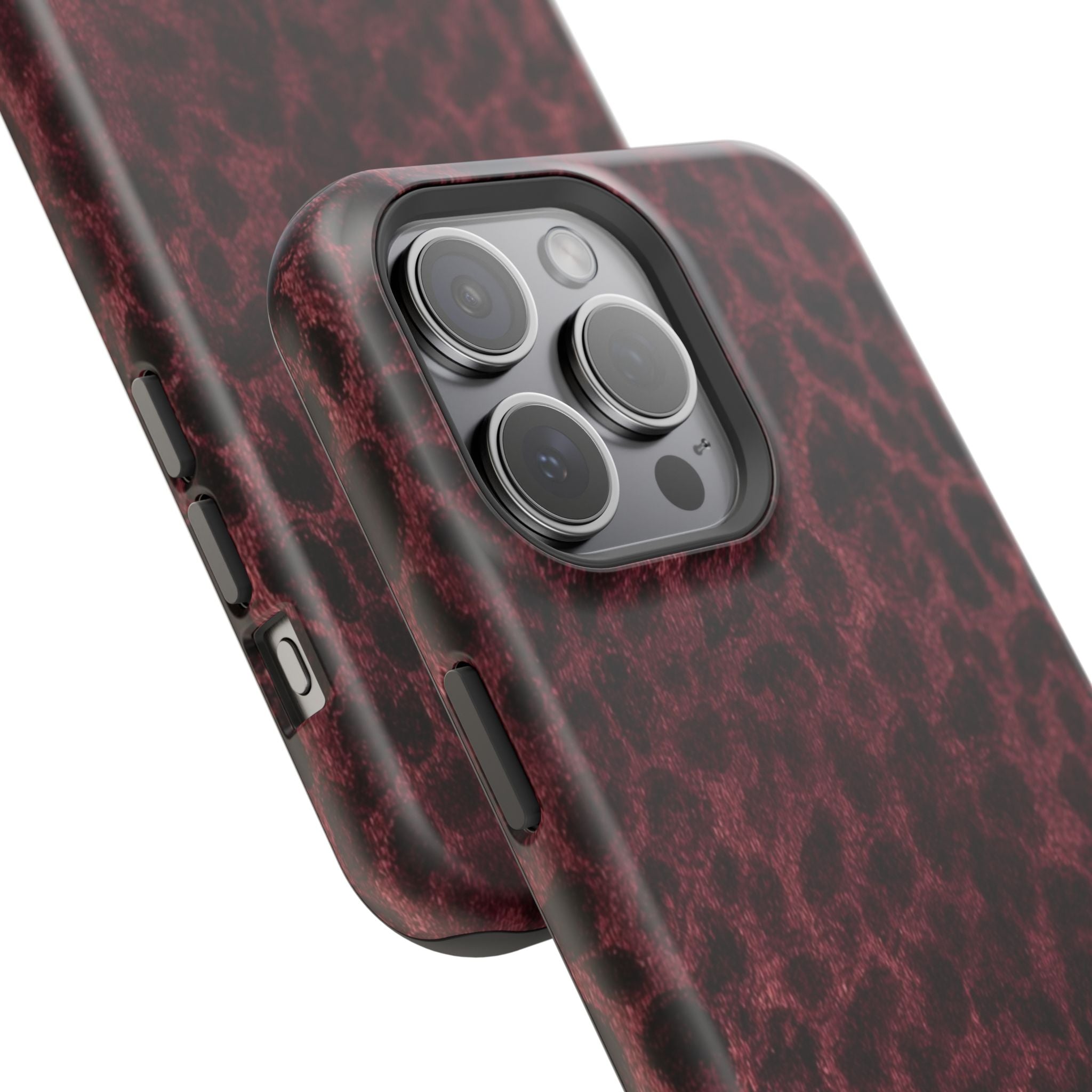 Burgundy Leopard Magnetic Phone Case | MagSafe Compatible Shockproof Protective Cover