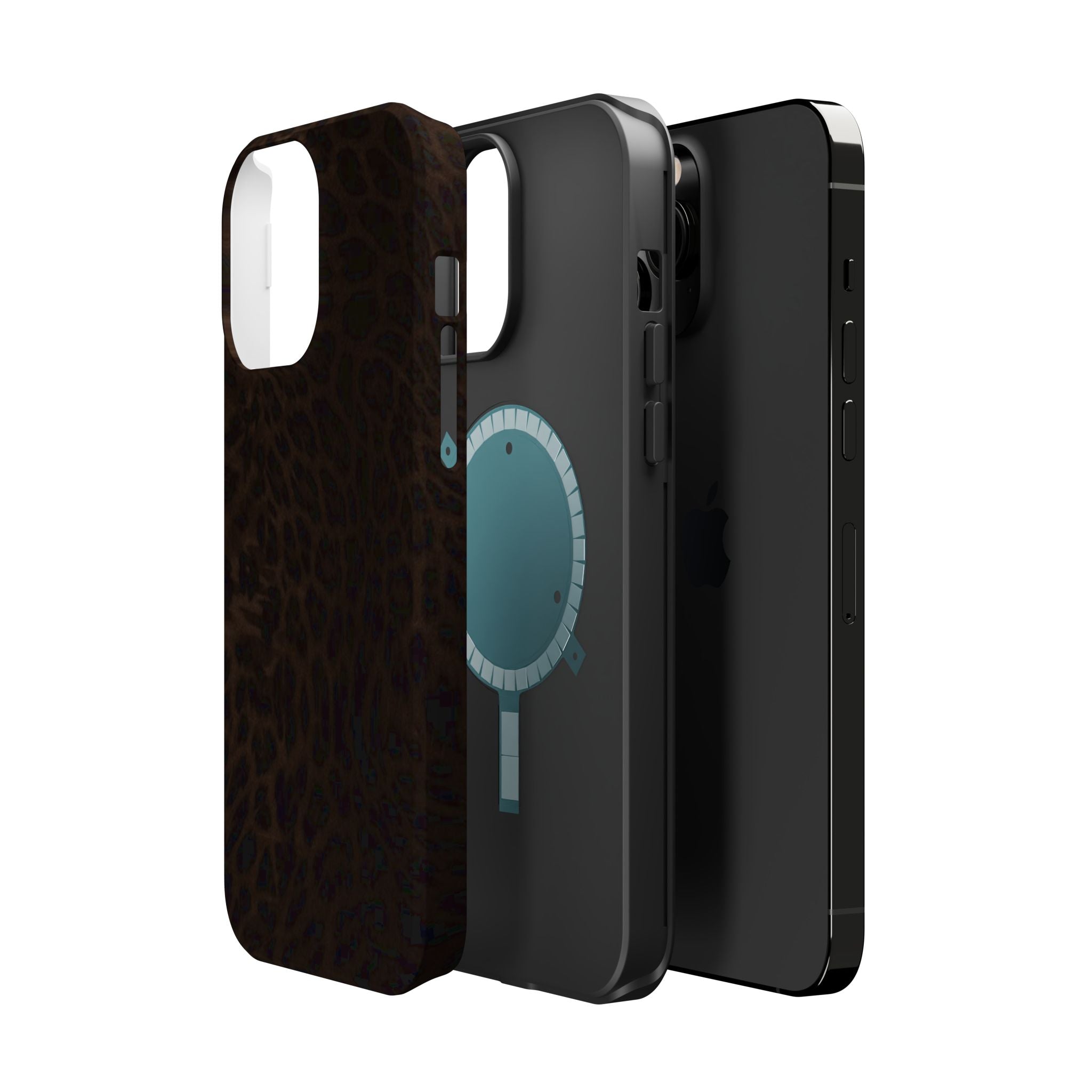 Brown Leopard Print MagSafe Phone Case | Shockproof Magnetic Protective Cover for iPhone
