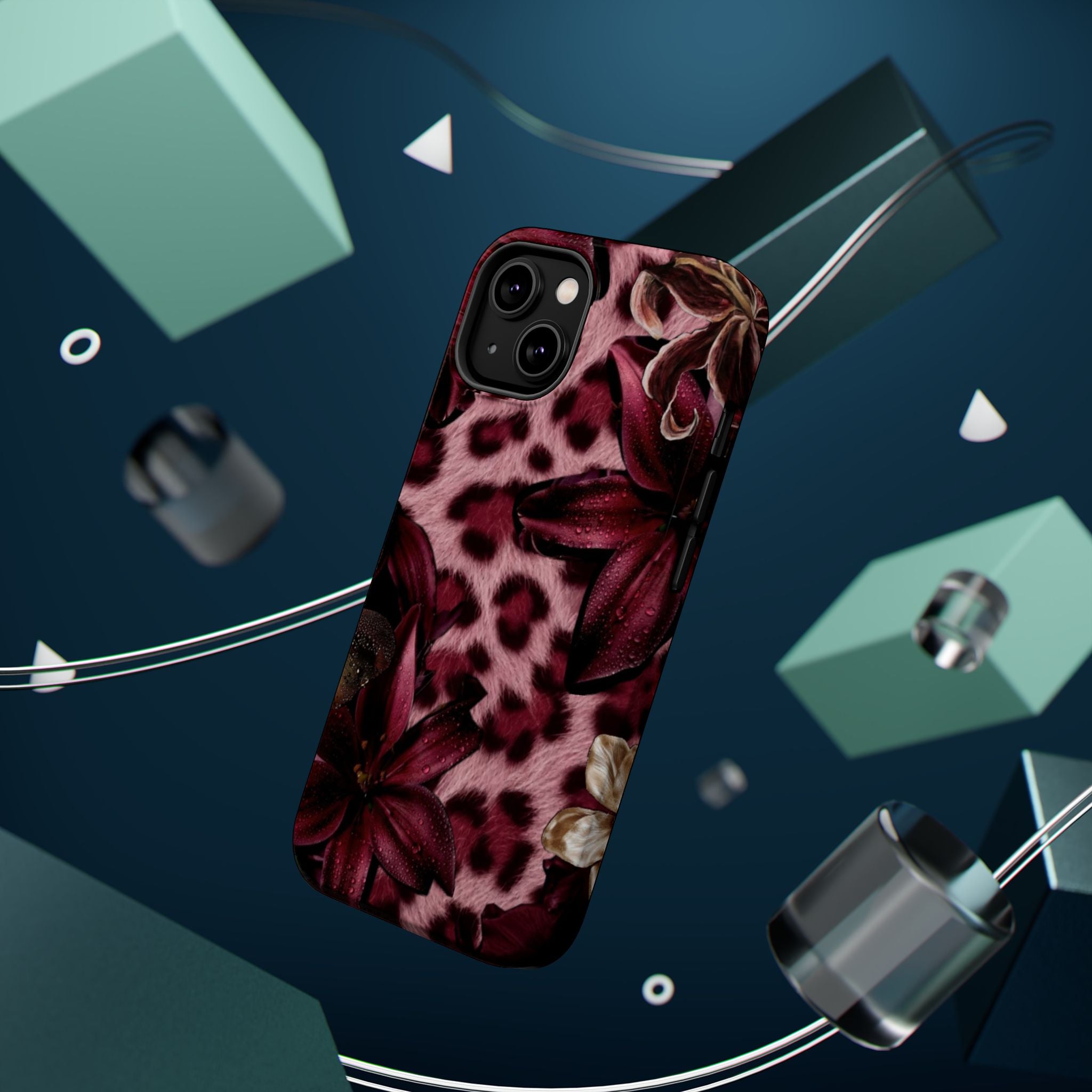 Midnight Bloom Leopard Magnetic Phone Case | MagSafe Compatible Shockproof Protective Cover