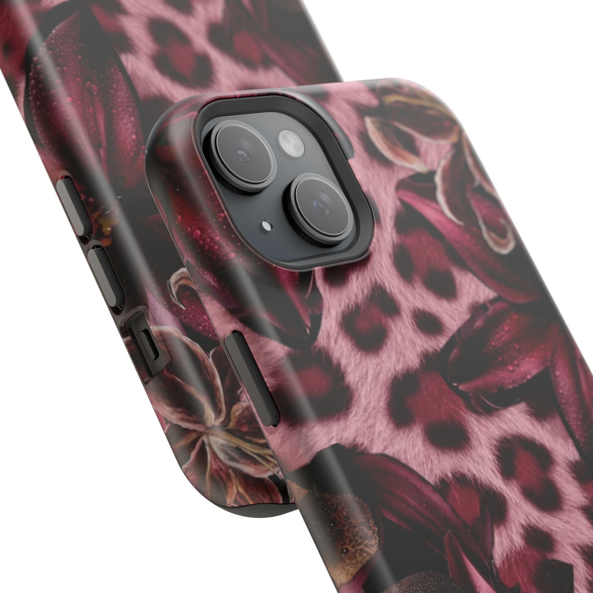 Midnight Bloom Leopard Magnetic Phone Case | MagSafe Compatible Shockproof Protective Cover
