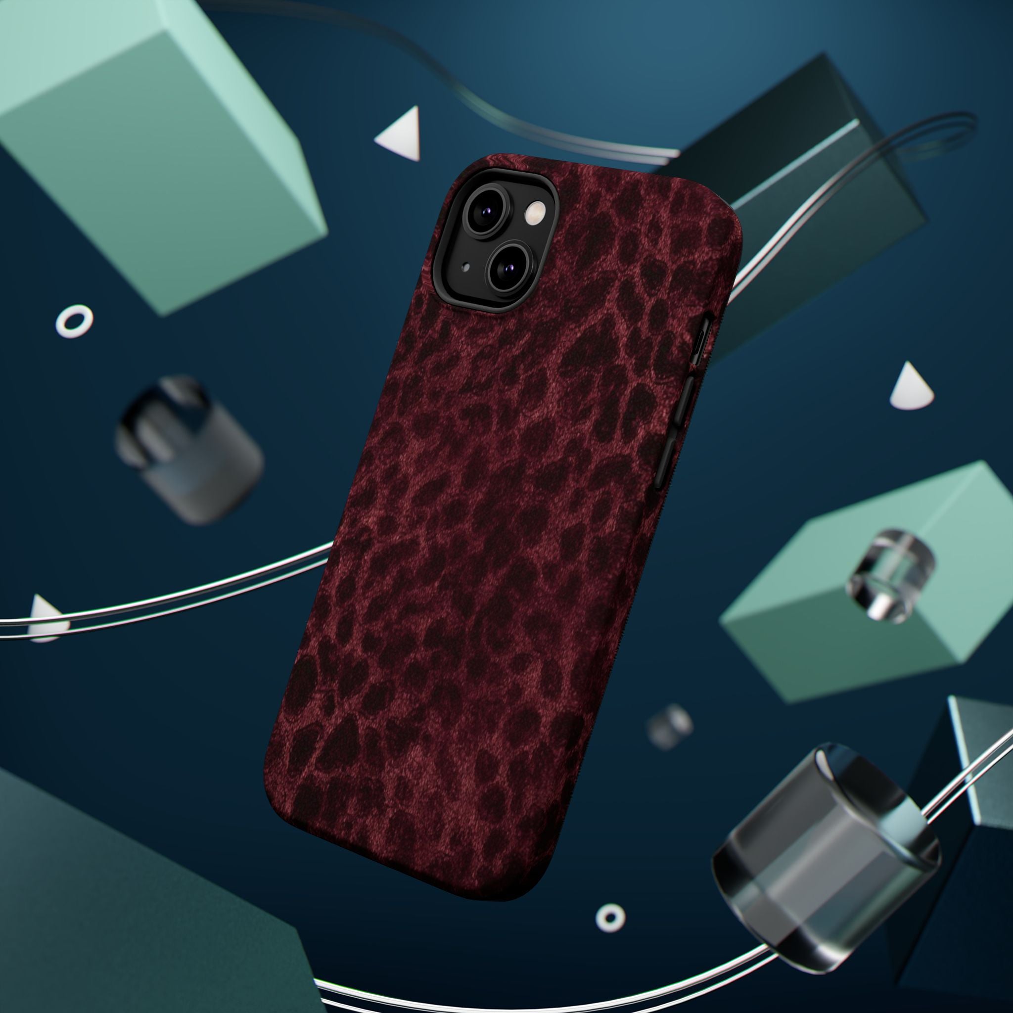 Burgundy Leopard Magnetic Phone Case | MagSafe Compatible Shockproof Protective Cover