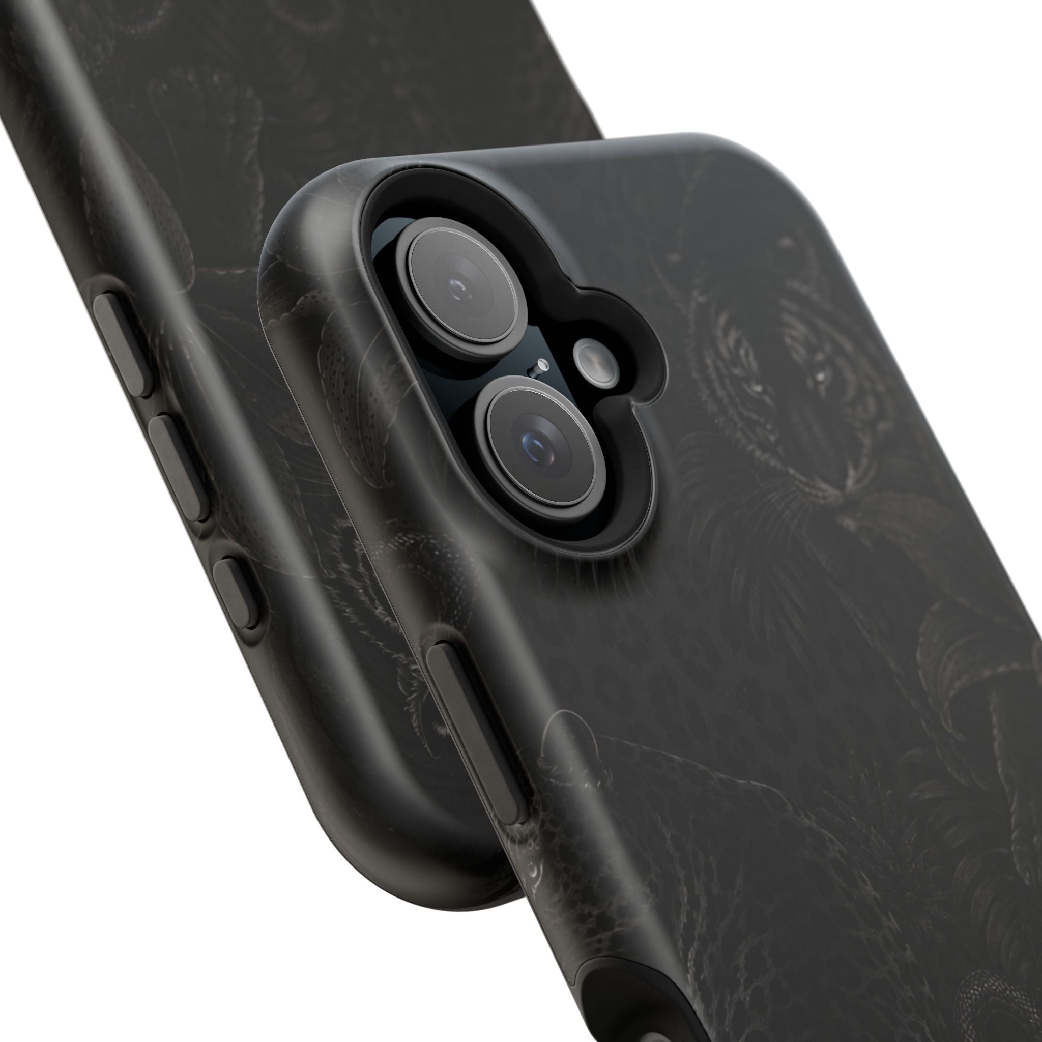 Black Floral Leopard Magnetic Impact-Resistant Phone Case | MagSafe Compatible Shockproof Cover