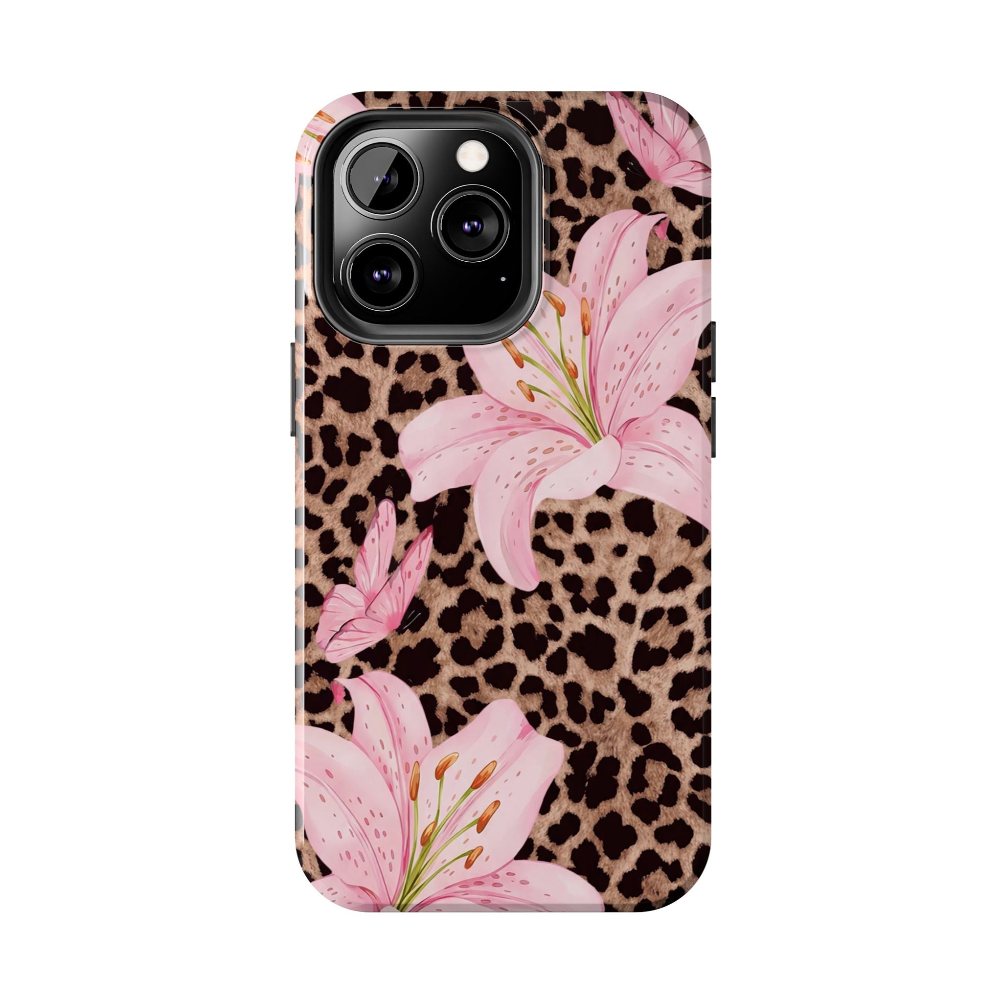 Blush Leopard Lily Magnetic Phone Case | MagSafe Compatible Shockproof Protective Cover