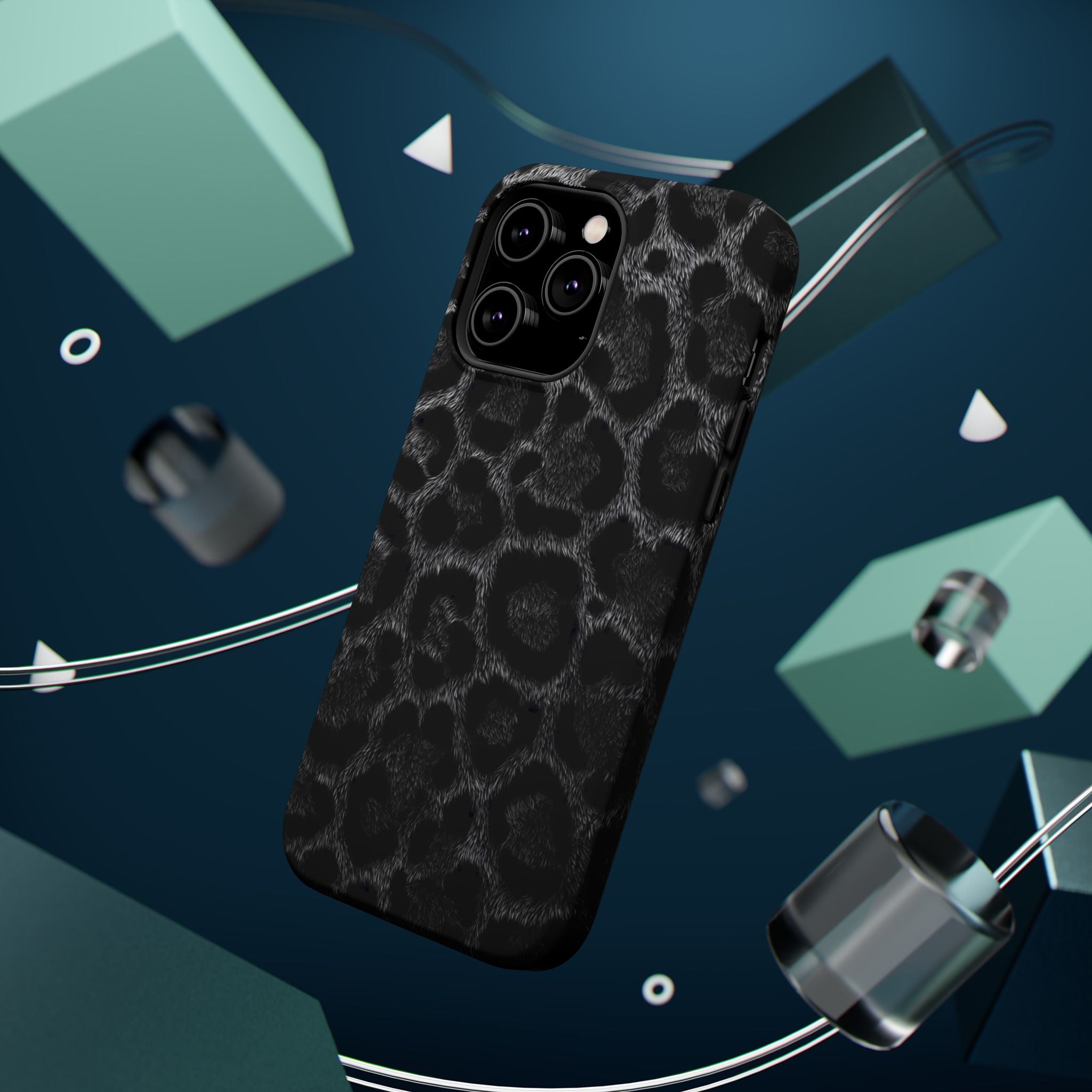 Black Leopard Print Magnetic Impact-Resistant Phone Case