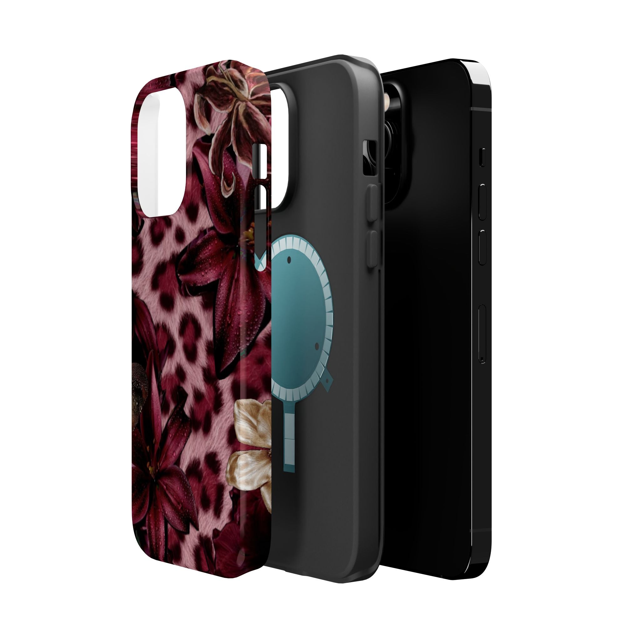 Midnight Bloom Leopard Magnetic Phone Case | MagSafe Compatible Shockproof Protective Cover