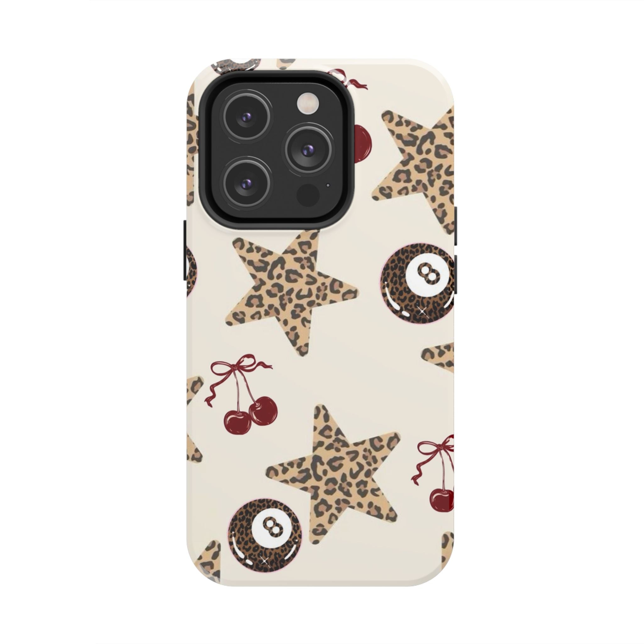 Leopard Star & Cherry Tough Phone Case — Retro Pool 8-Ball Pattern