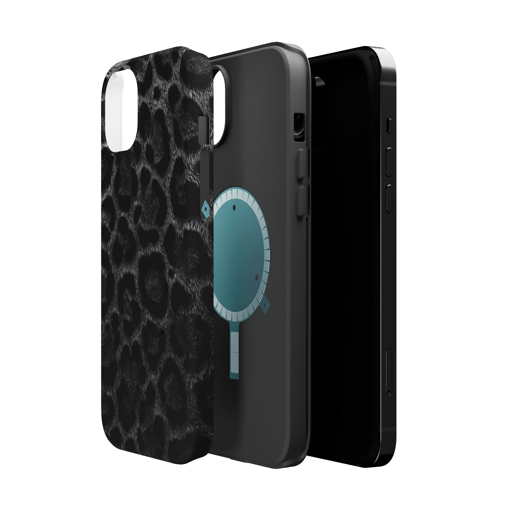 Black Leopard Print Magnetic Impact-Resistant Phone Case