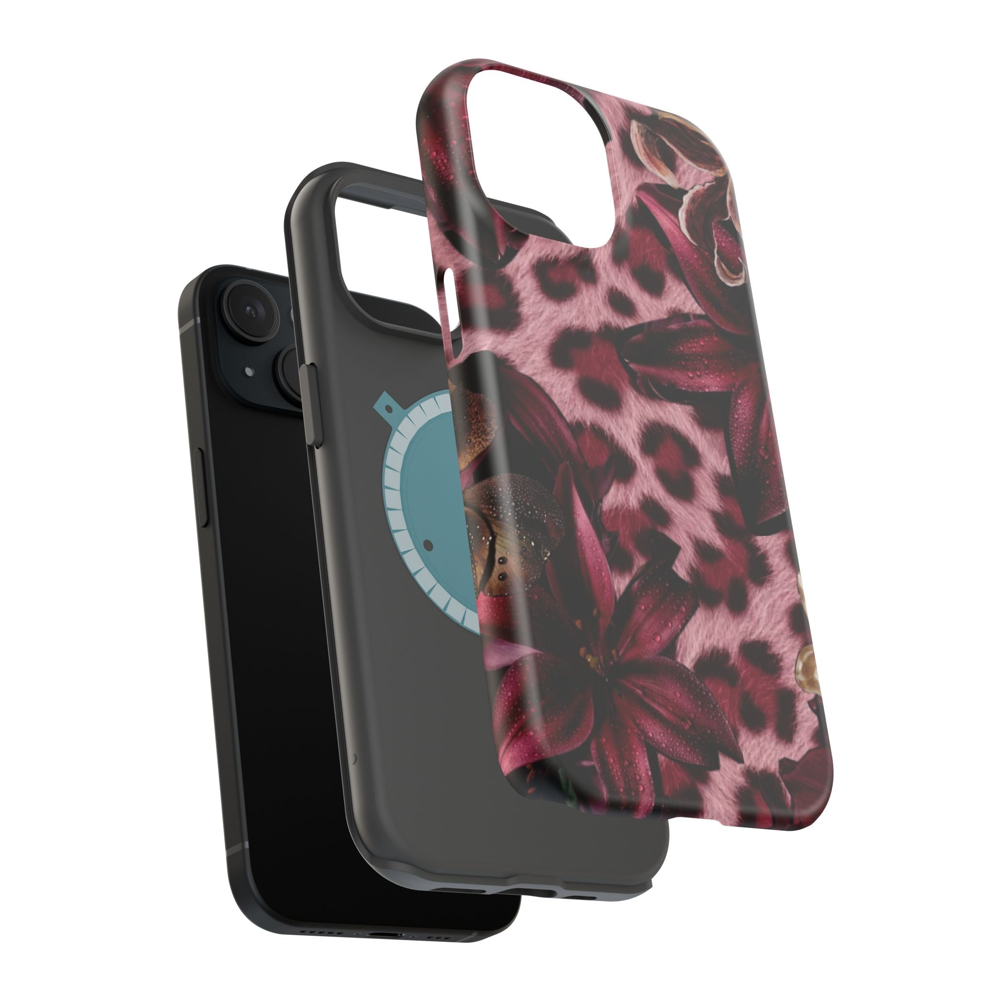 Midnight Bloom Leopard Magnetic Phone Case | MagSafe Compatible Shockproof Protective Cover