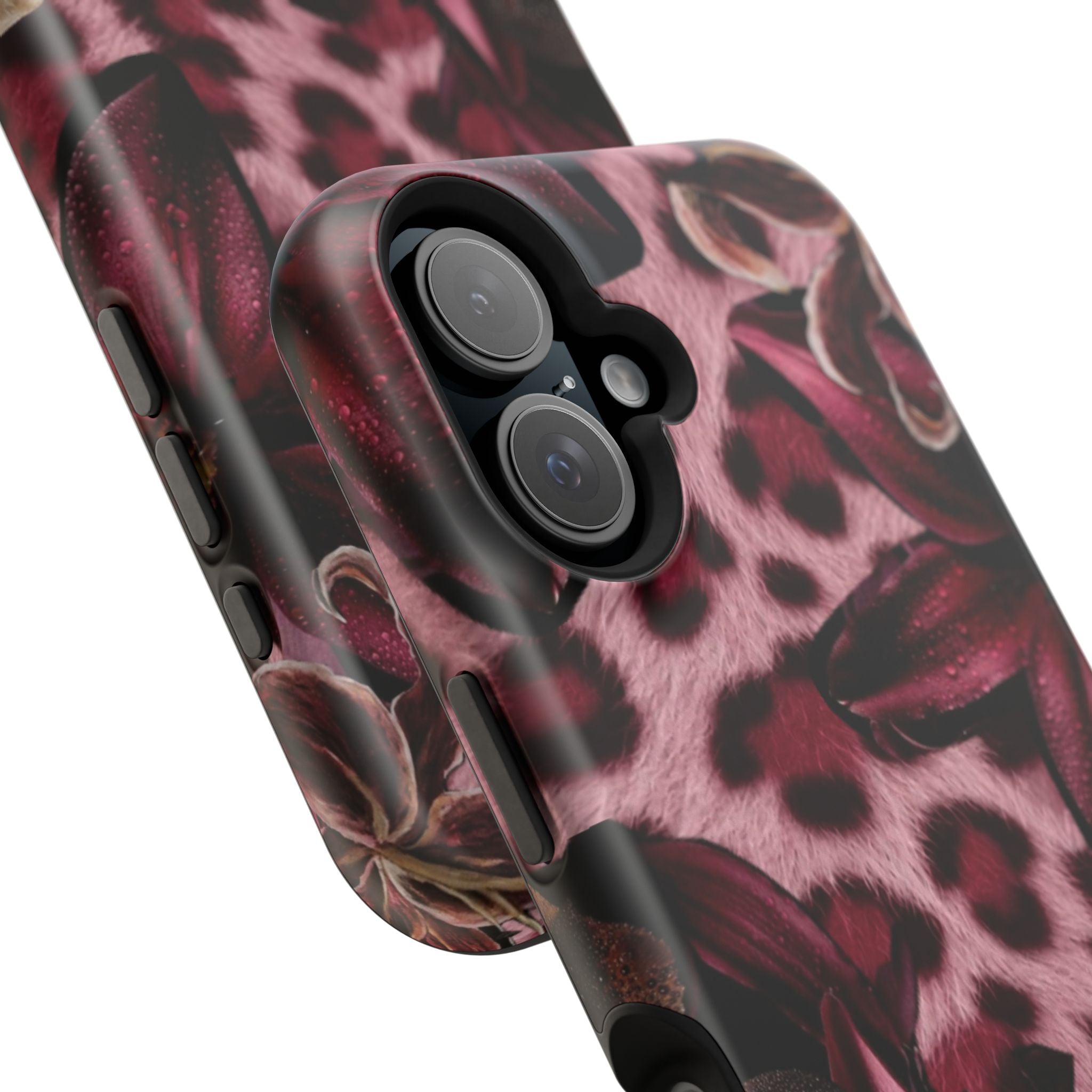 Midnight Bloom Leopard Magnetic Phone Case | MagSafe Compatible Shockproof Protective Cover