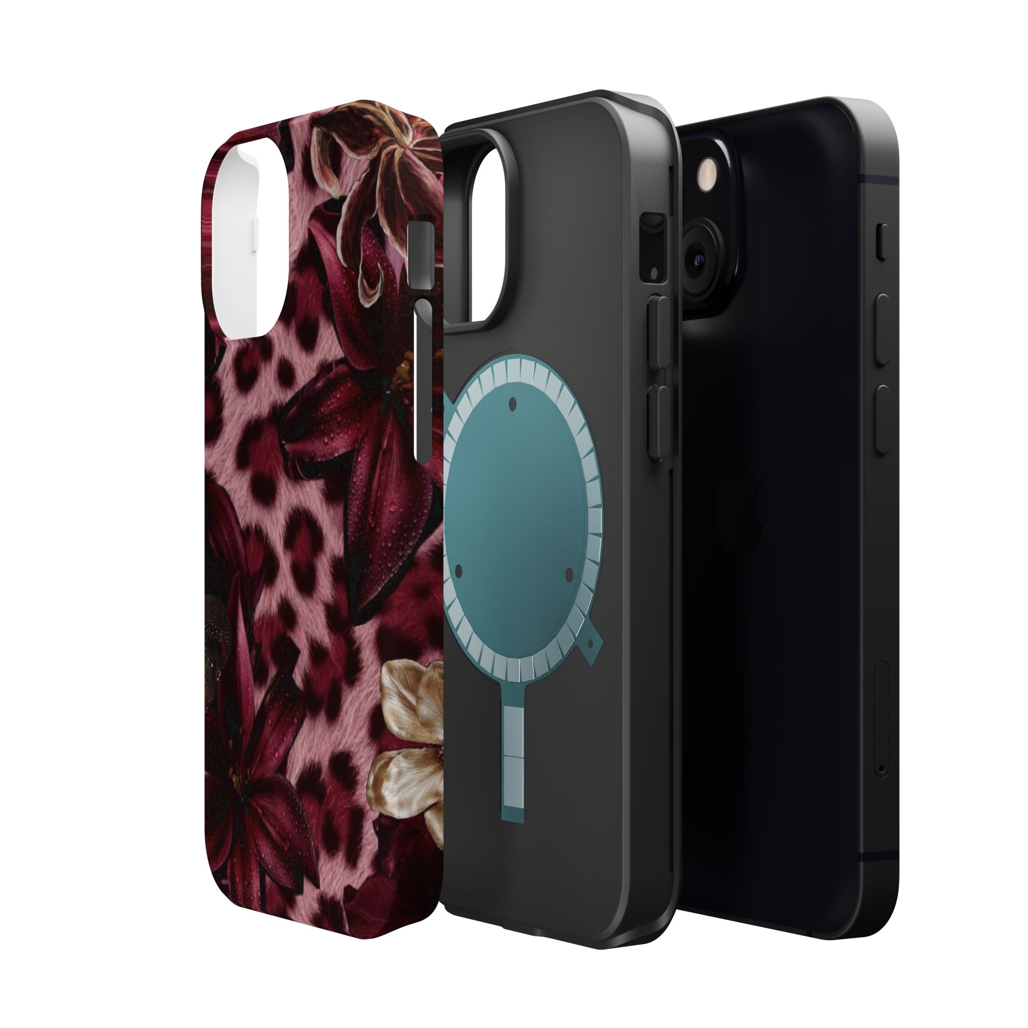 Midnight Bloom Leopard Magnetic Phone Case | MagSafe Compatible Shockproof Protective Cover