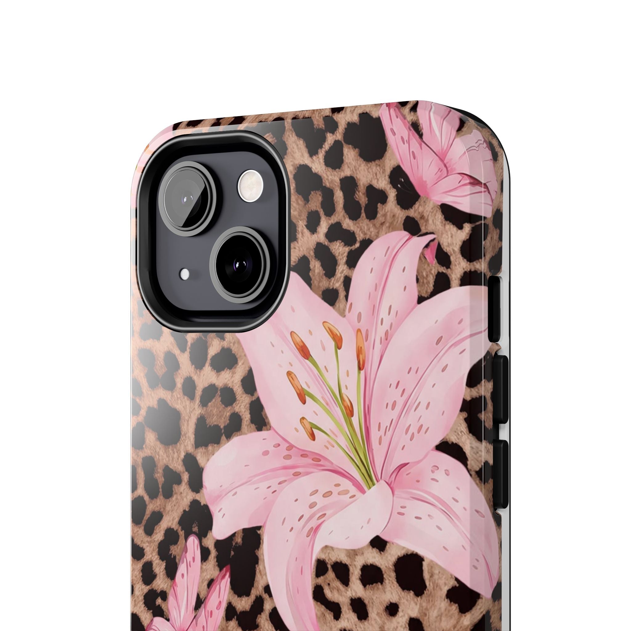 Blush Leopard Lily Magnetic Phone Case | MagSafe Compatible Shockproof Protective Cover