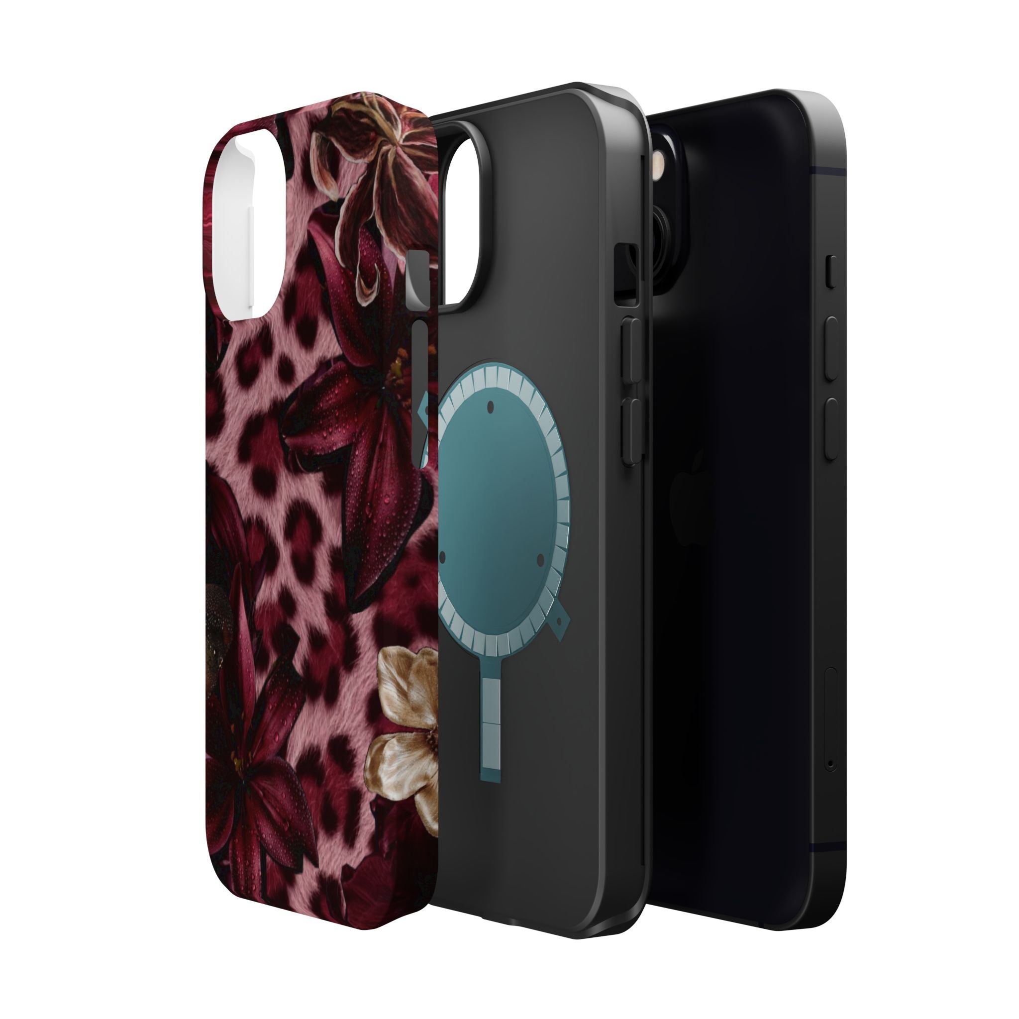Midnight Bloom Leopard Magnetic Phone Case | MagSafe Compatible Shockproof Protective Cover