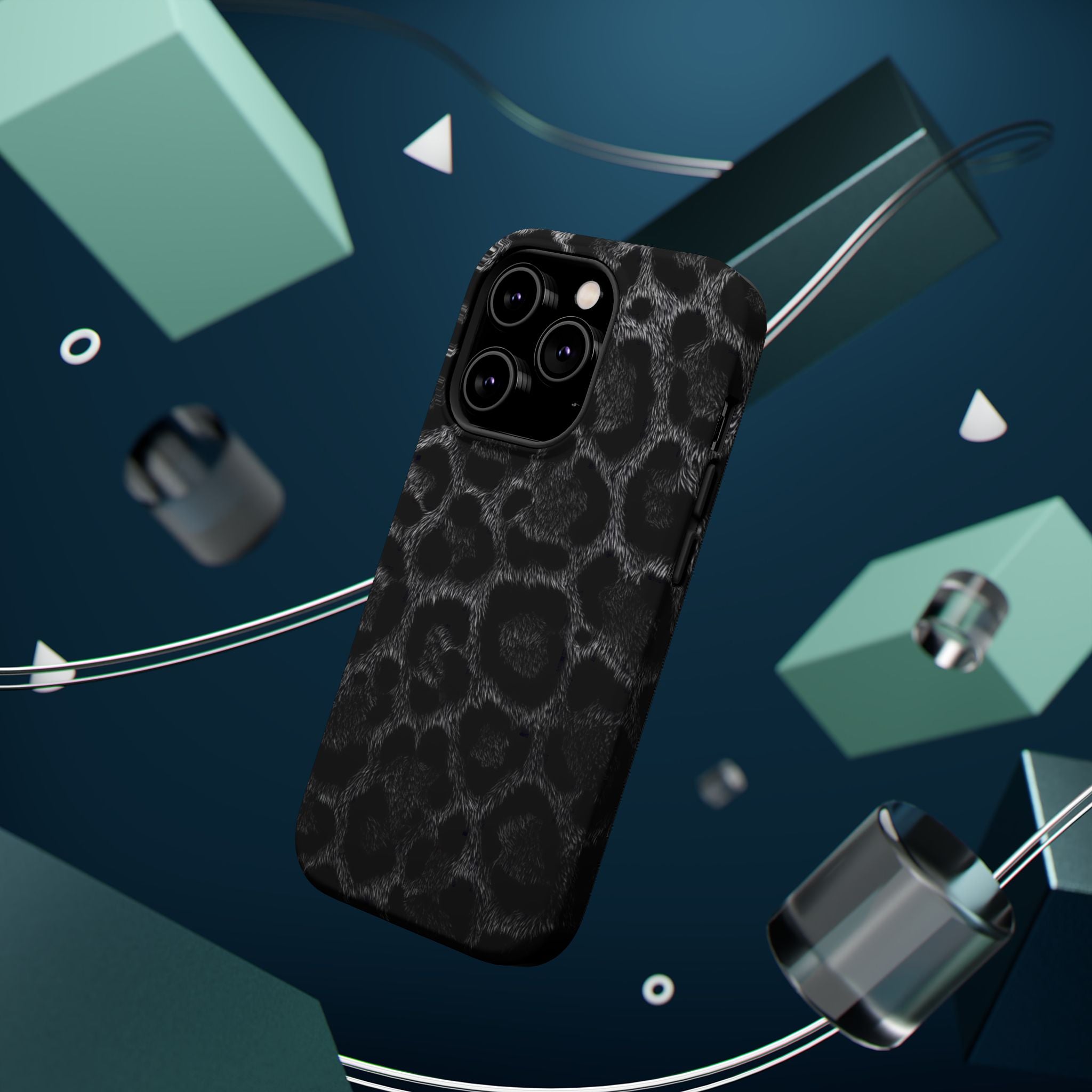 Black Leopard Print Magnetic Impact-Resistant Phone Case