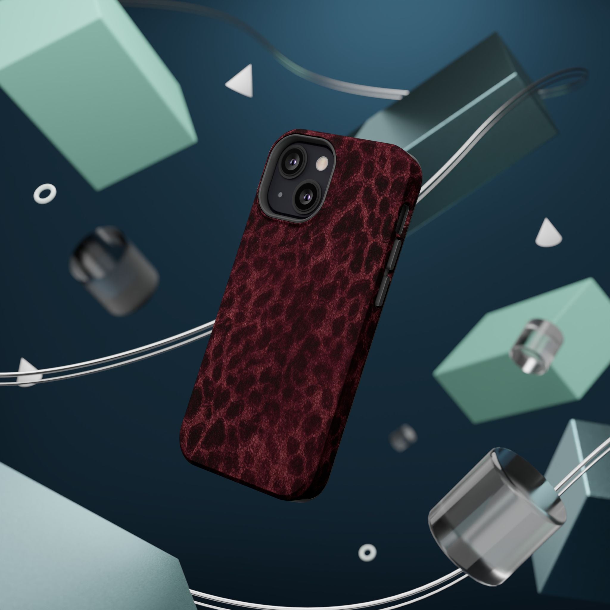 Burgundy Leopard Magnetic Phone Case | MagSafe Compatible Shockproof Protective Cover