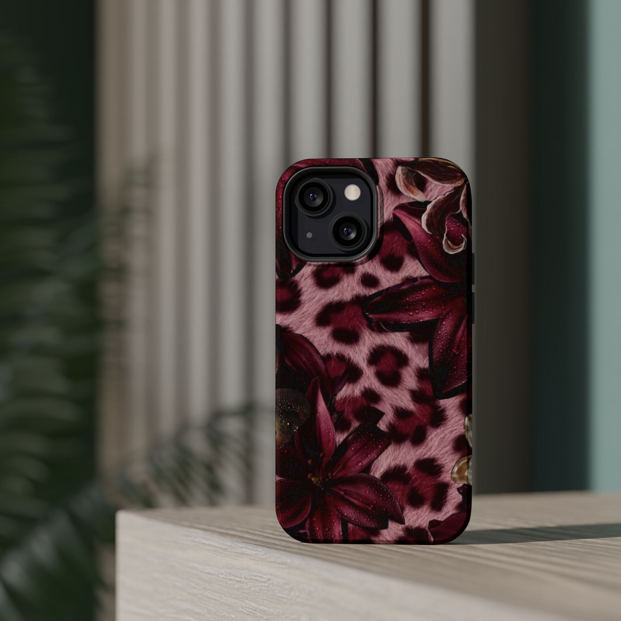 Midnight Bloom Leopard Magnetic Phone Case | MagSafe Compatible Shockproof Protective Cover