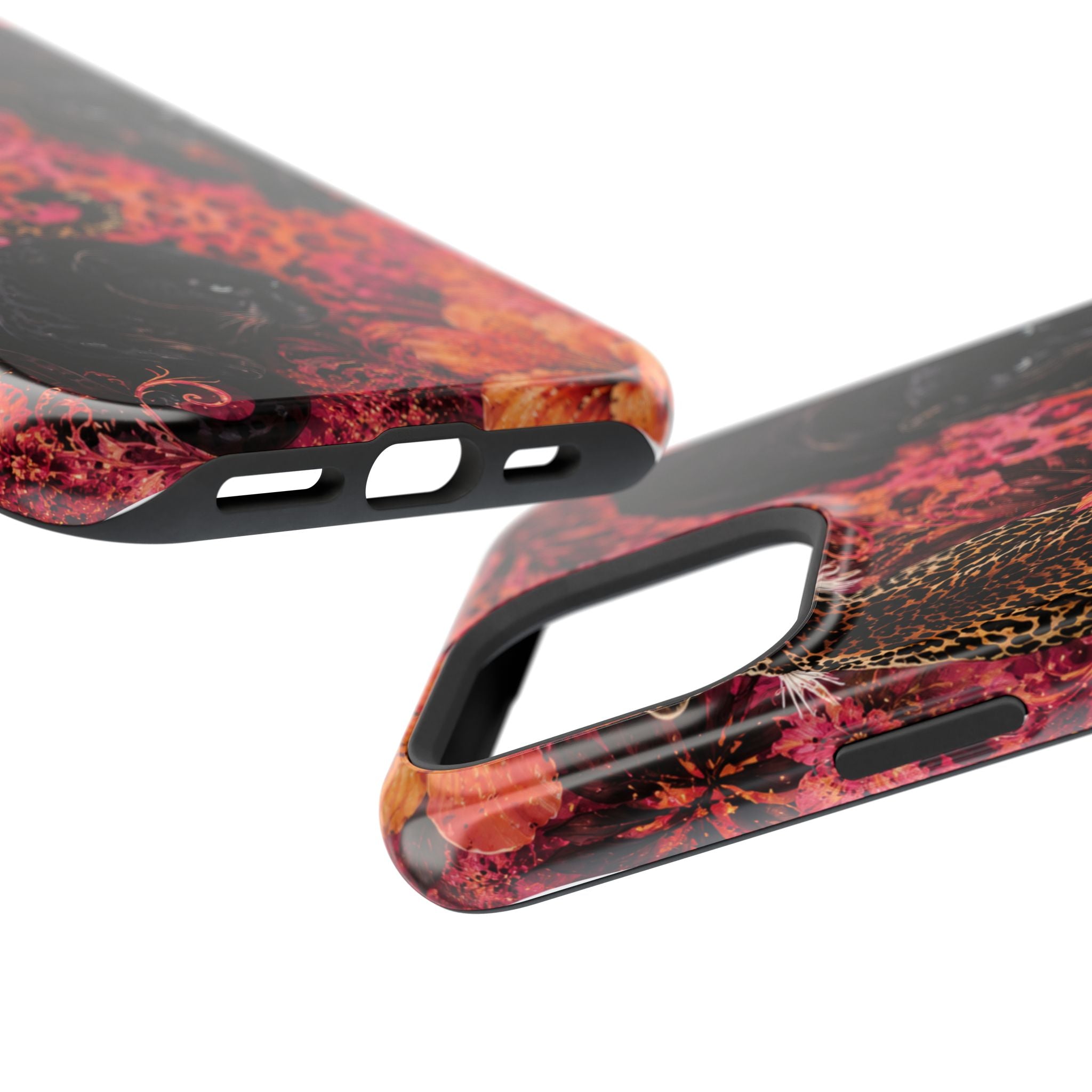 Black Panther & Leopard Floral Magnetic Impact-Resistant Phone Case | MagSafe Compatible iPhone & Samsung Cover