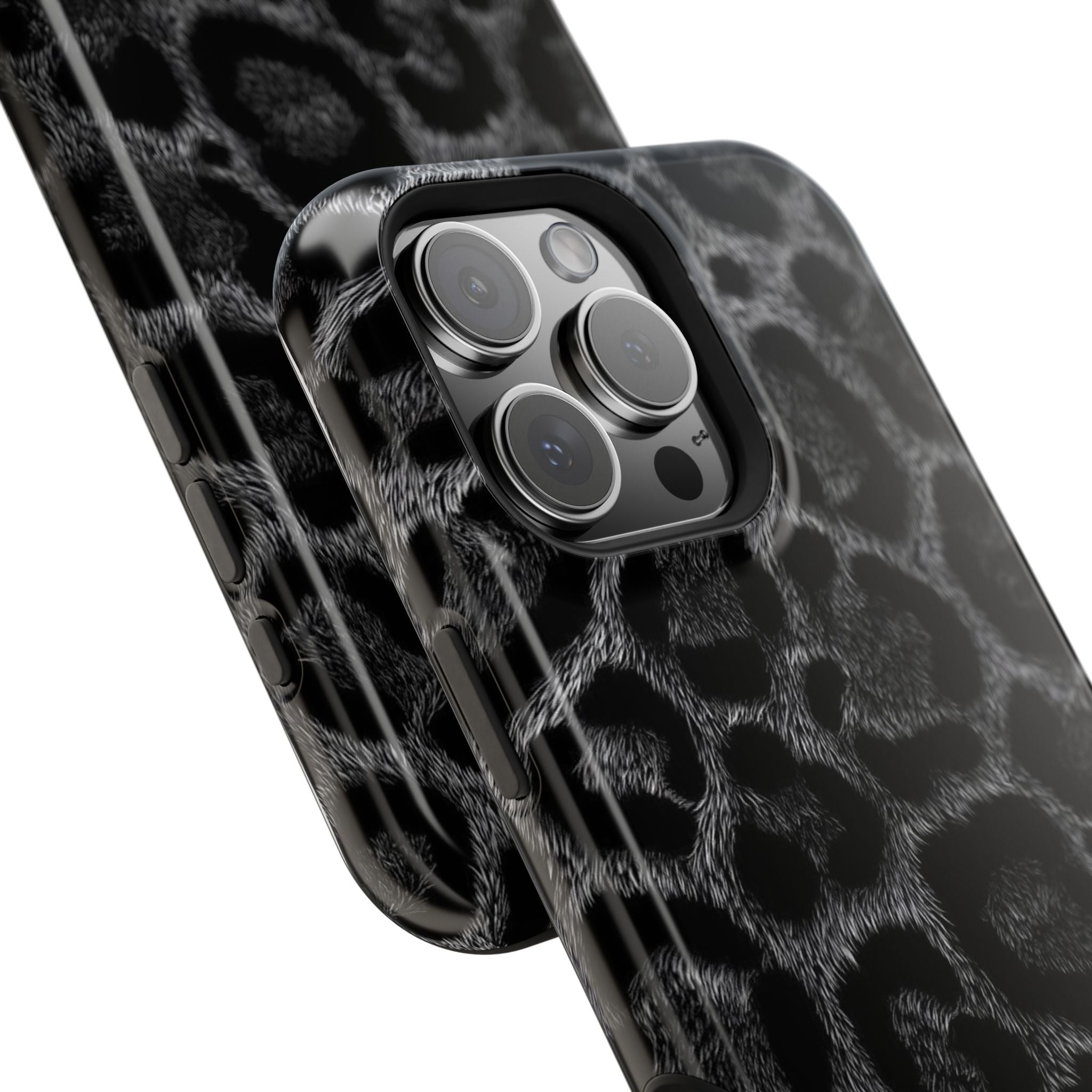Black Leopard Print Magnetic Impact-Resistant Phone Case