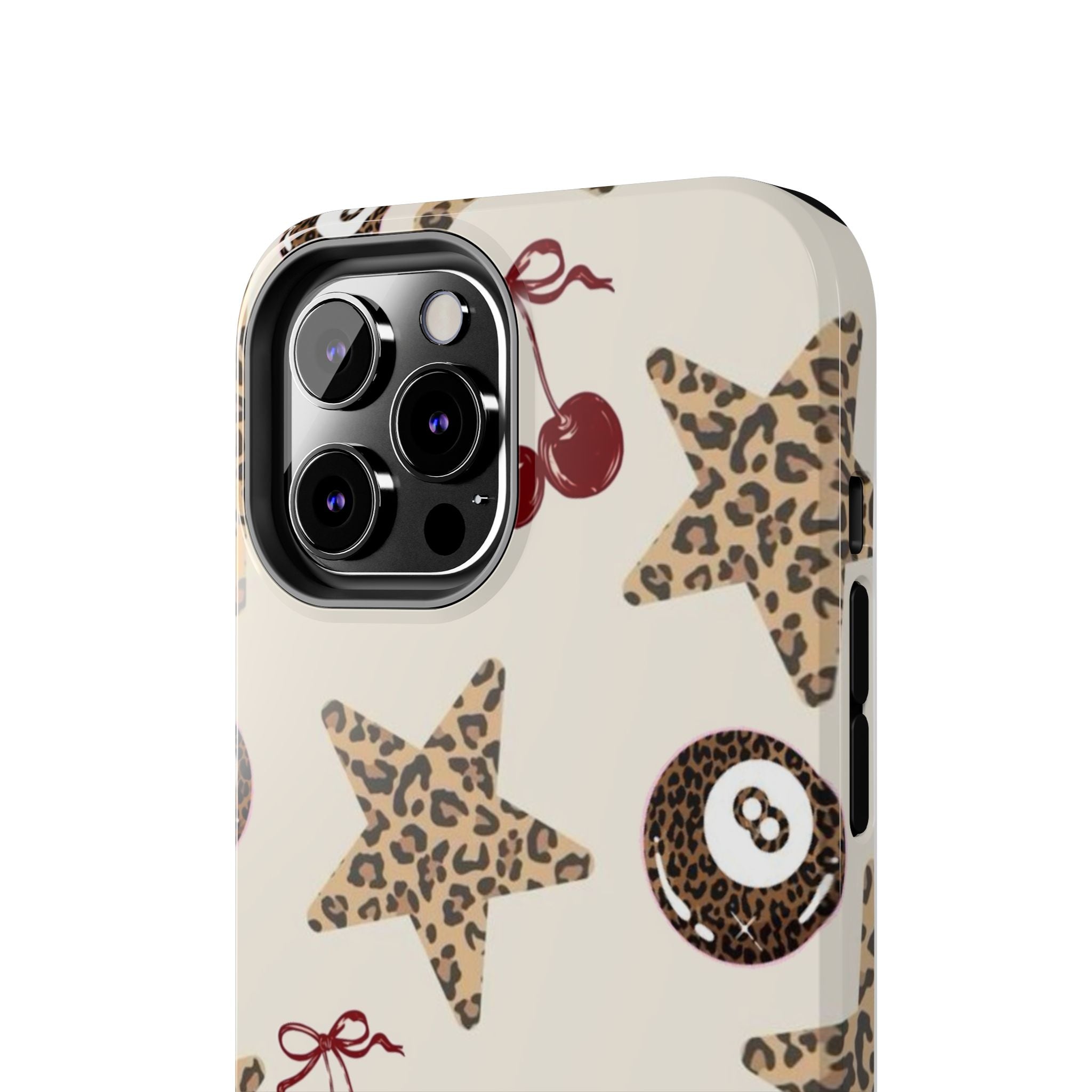 Leopard Star & Cherry Tough Phone Case — Retro Pool 8-Ball Pattern