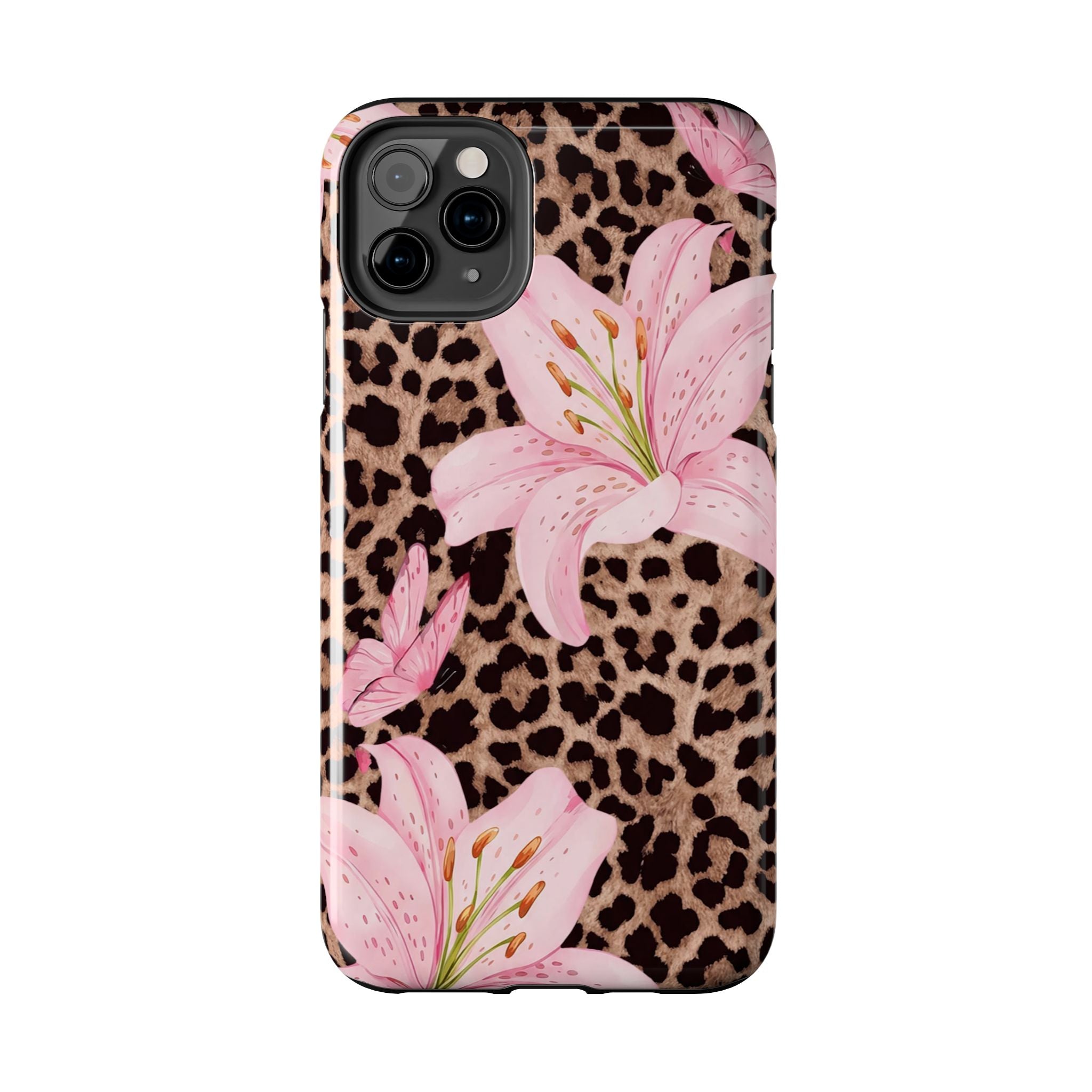 Blush Leopard Lily Magnetic Phone Case | MagSafe Compatible Shockproof Protective Cover