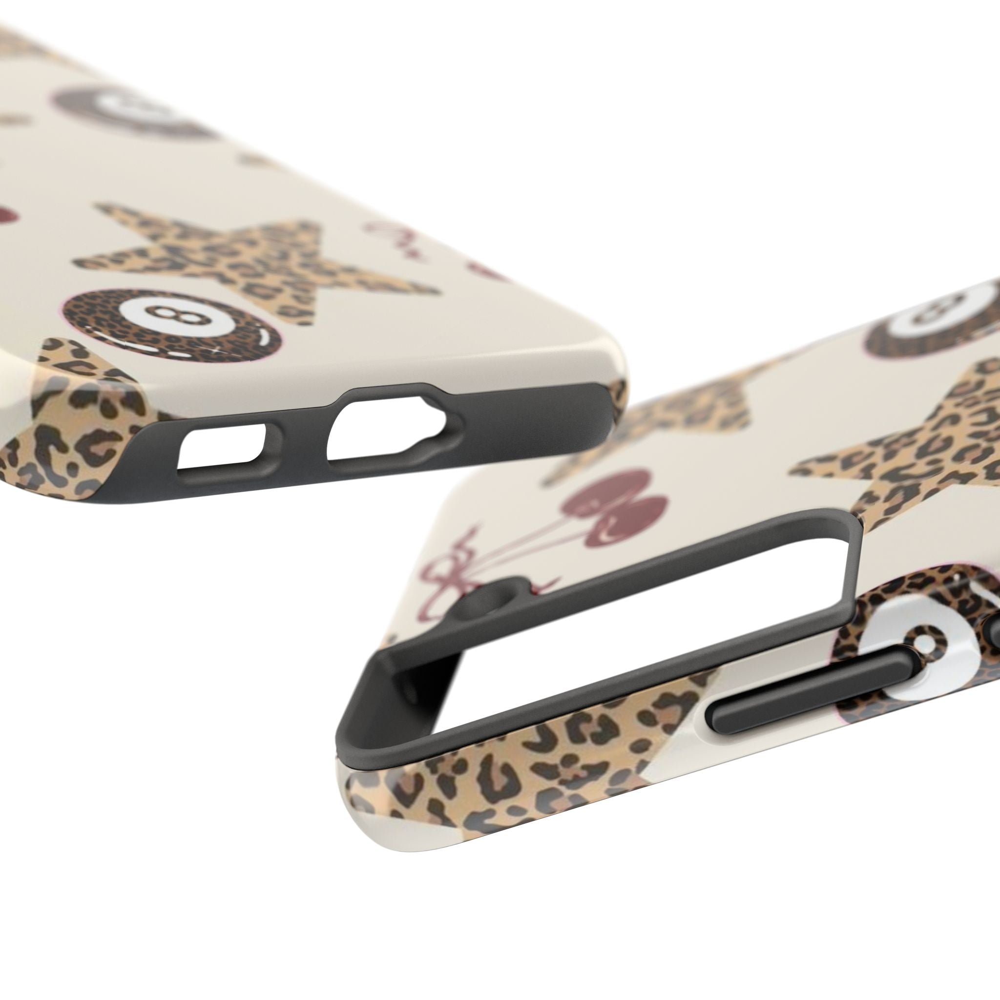Leopard Star & Cherry Tough Phone Case — Retro Pool 8-Ball Pattern