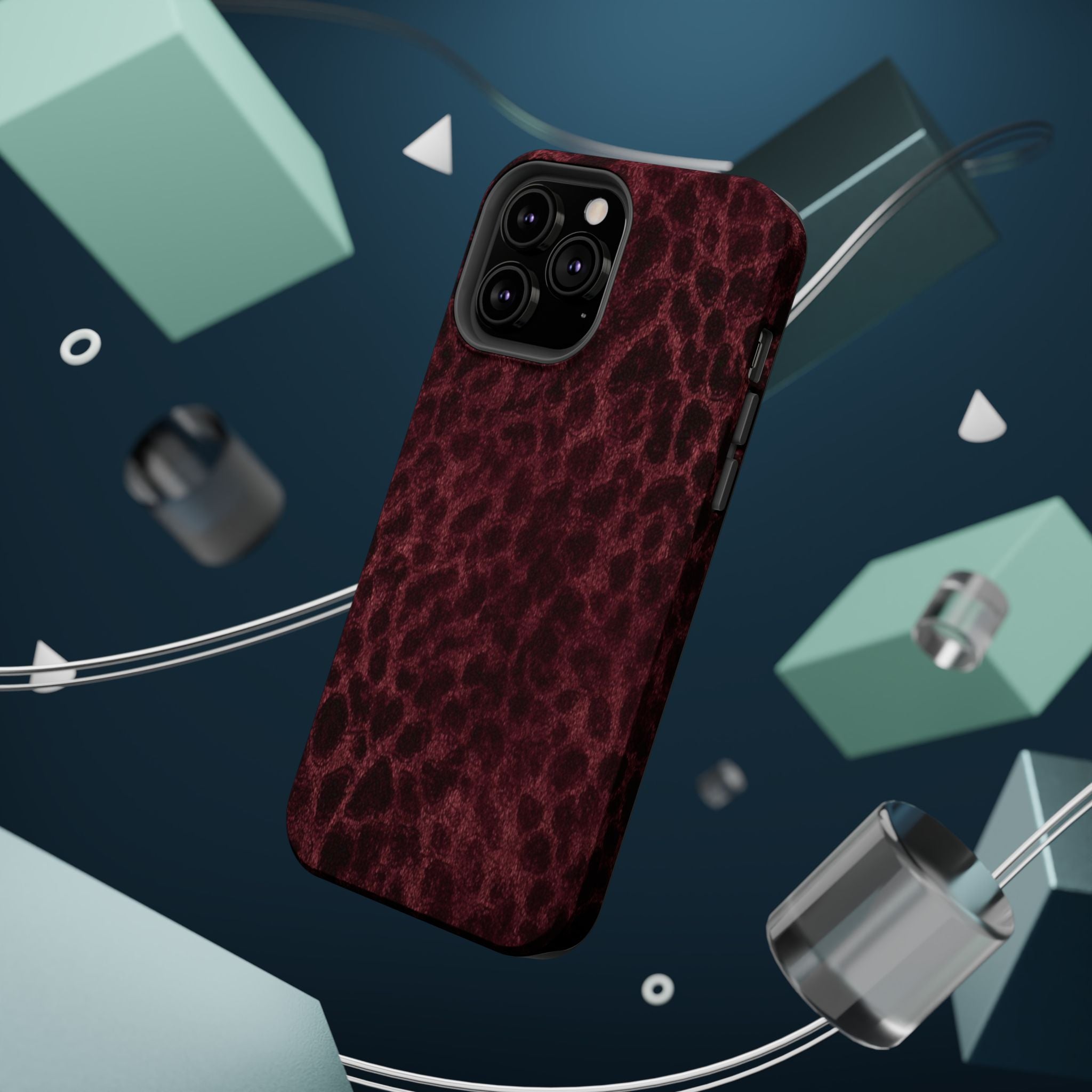 Burgundy Leopard Magnetic Phone Case | MagSafe Compatible Shockproof Protective Cover