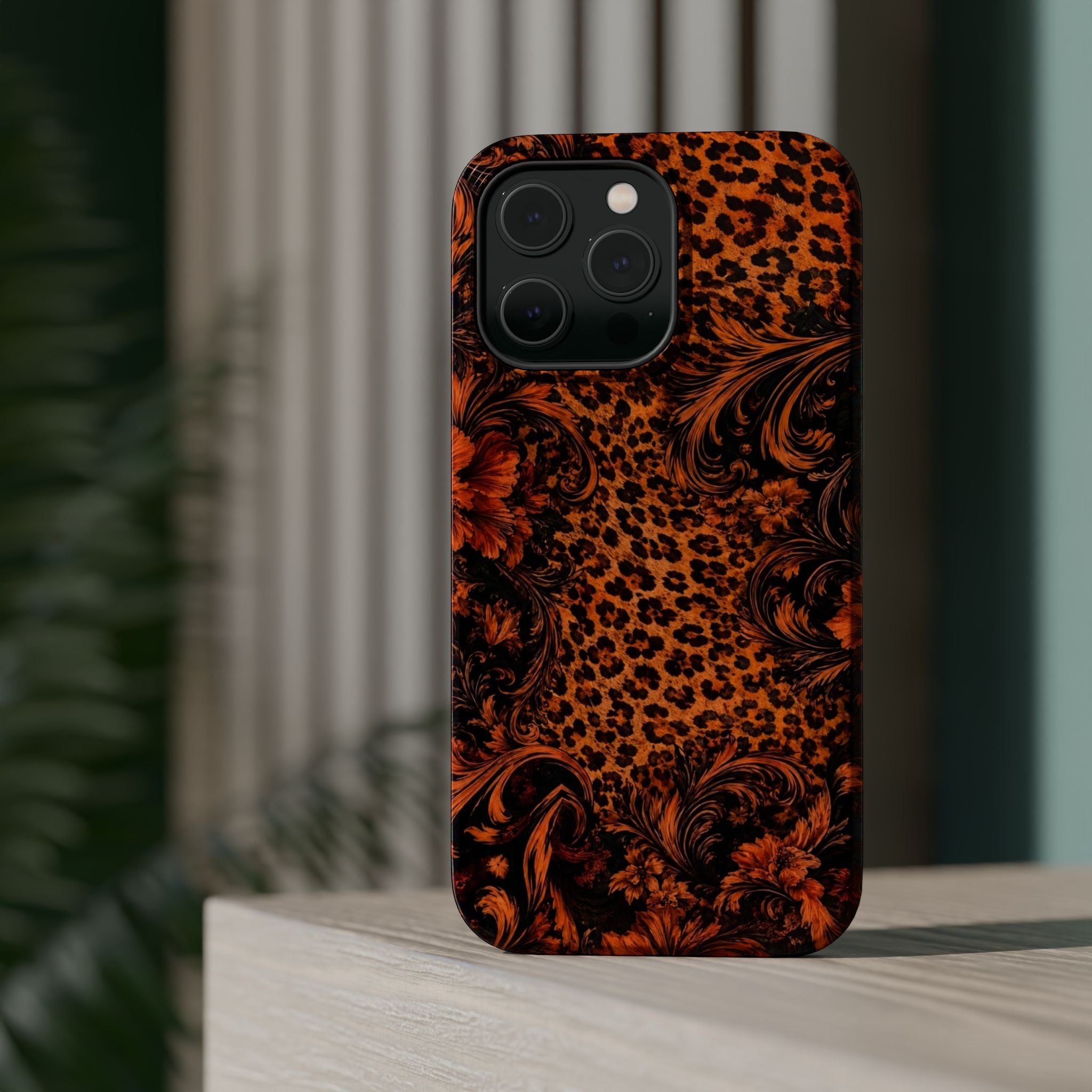 Leopard Baroque Magnetic Phone Case | MagSafe Compatible Shockproof Protective Cover
