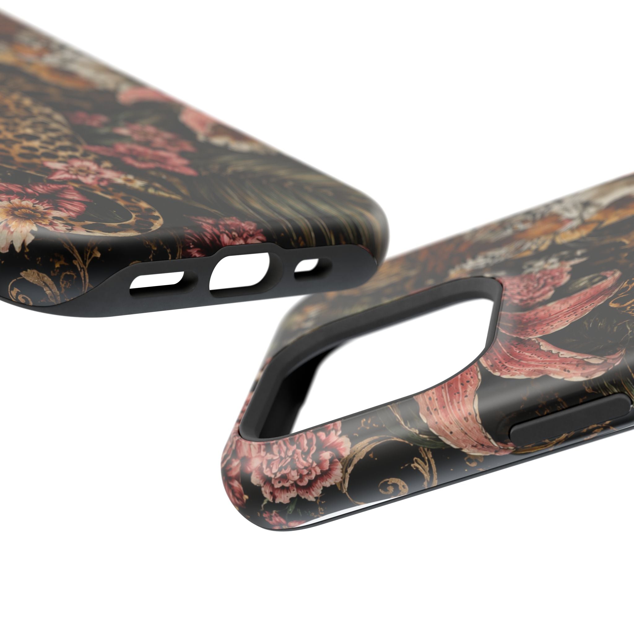 Magnetic Impact-Resistant Phone Case — Tropical Jungle Leopard & Tiger Floral Design