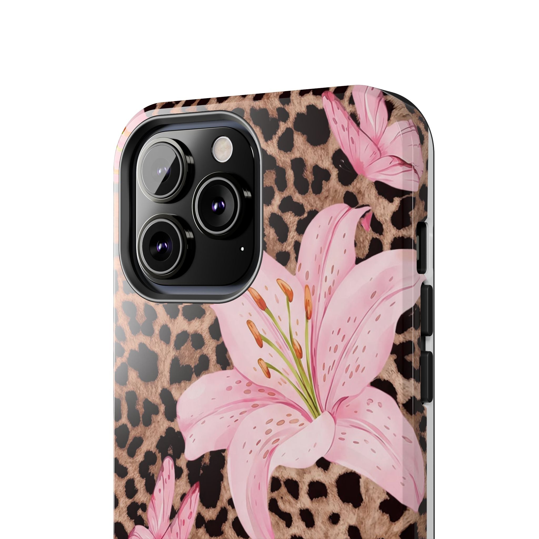 Blush Leopard Lily Magnetic Phone Case | MagSafe Compatible Shockproof Protective Cover