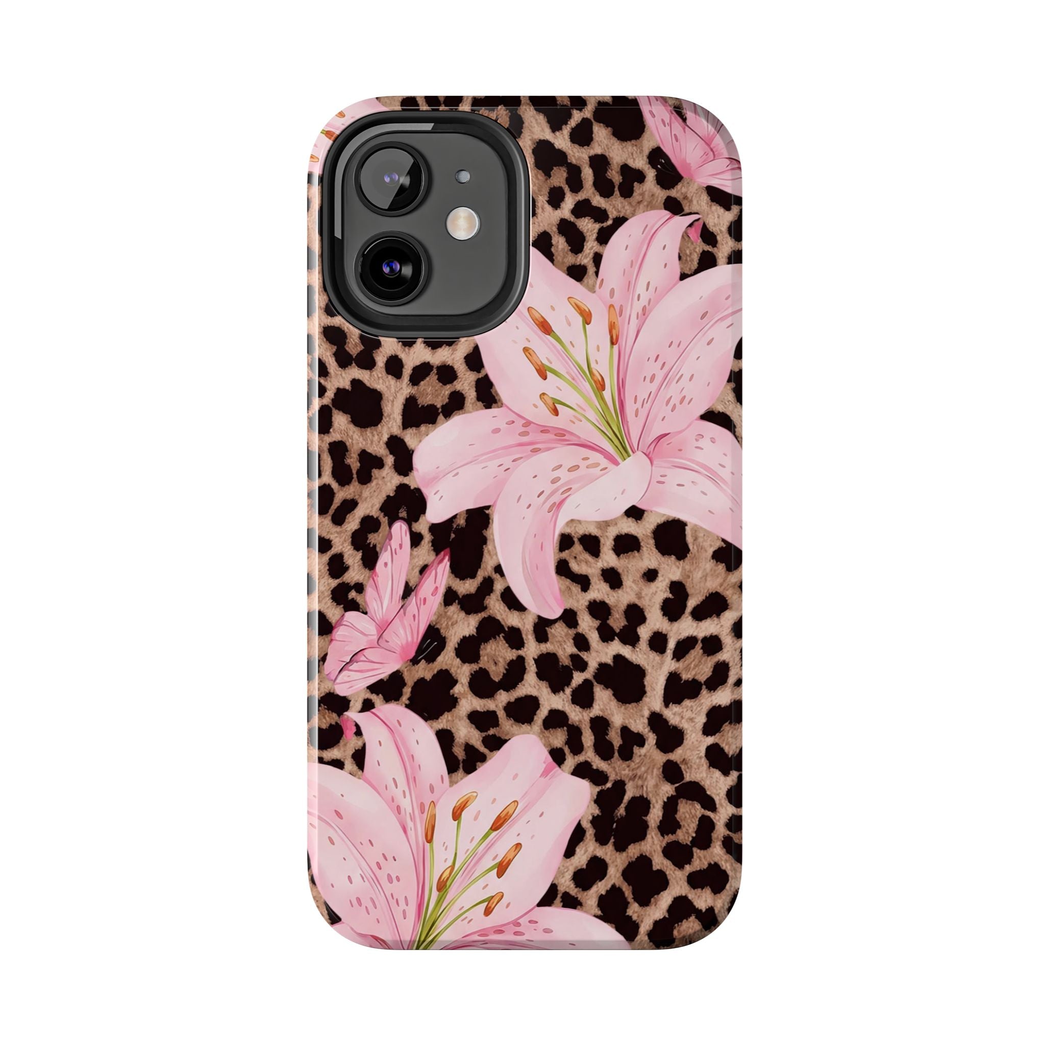 Blush Leopard Lily Magnetic Phone Case | MagSafe Compatible Shockproof Protective Cover