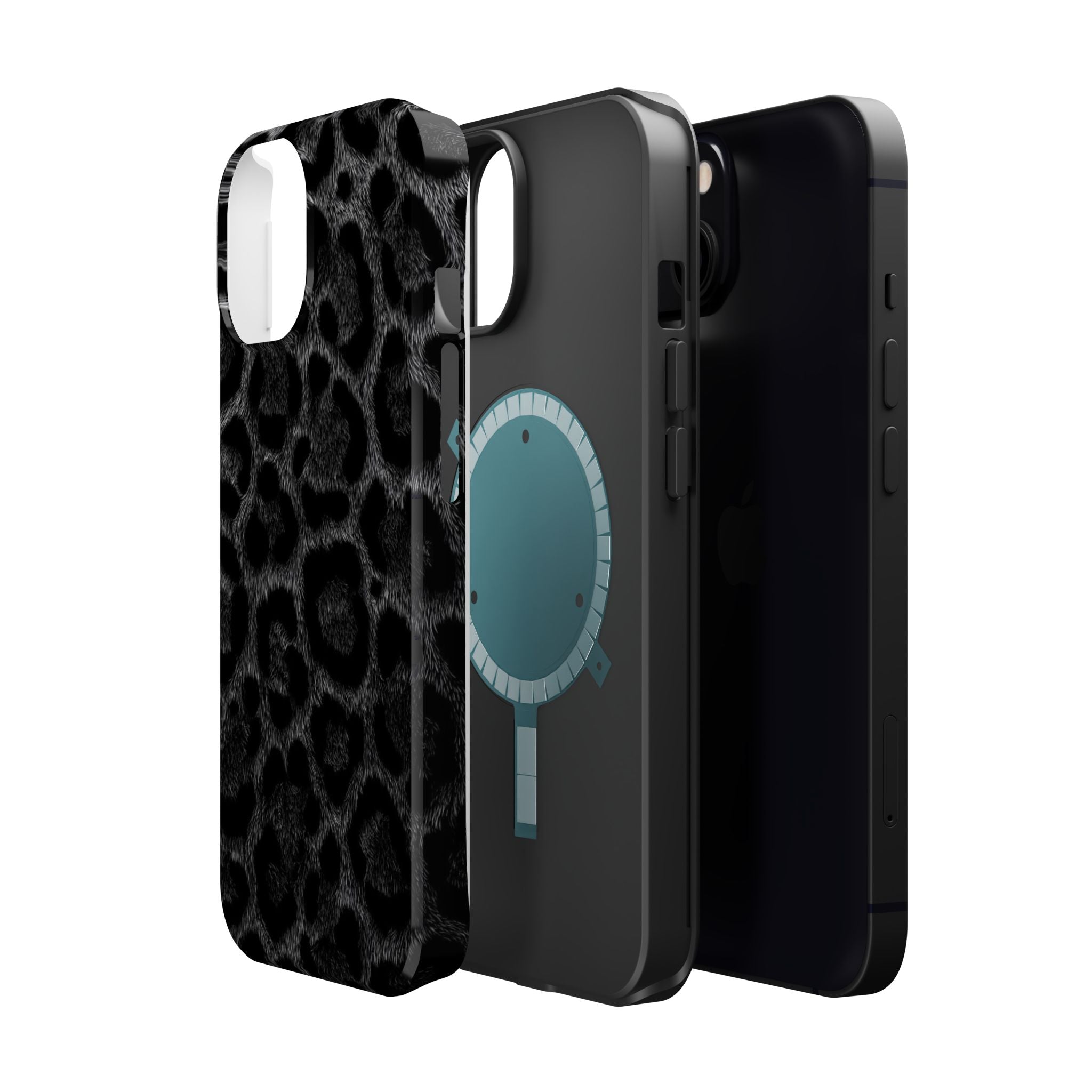 Black Leopard Print Magnetic Impact-Resistant Phone Case