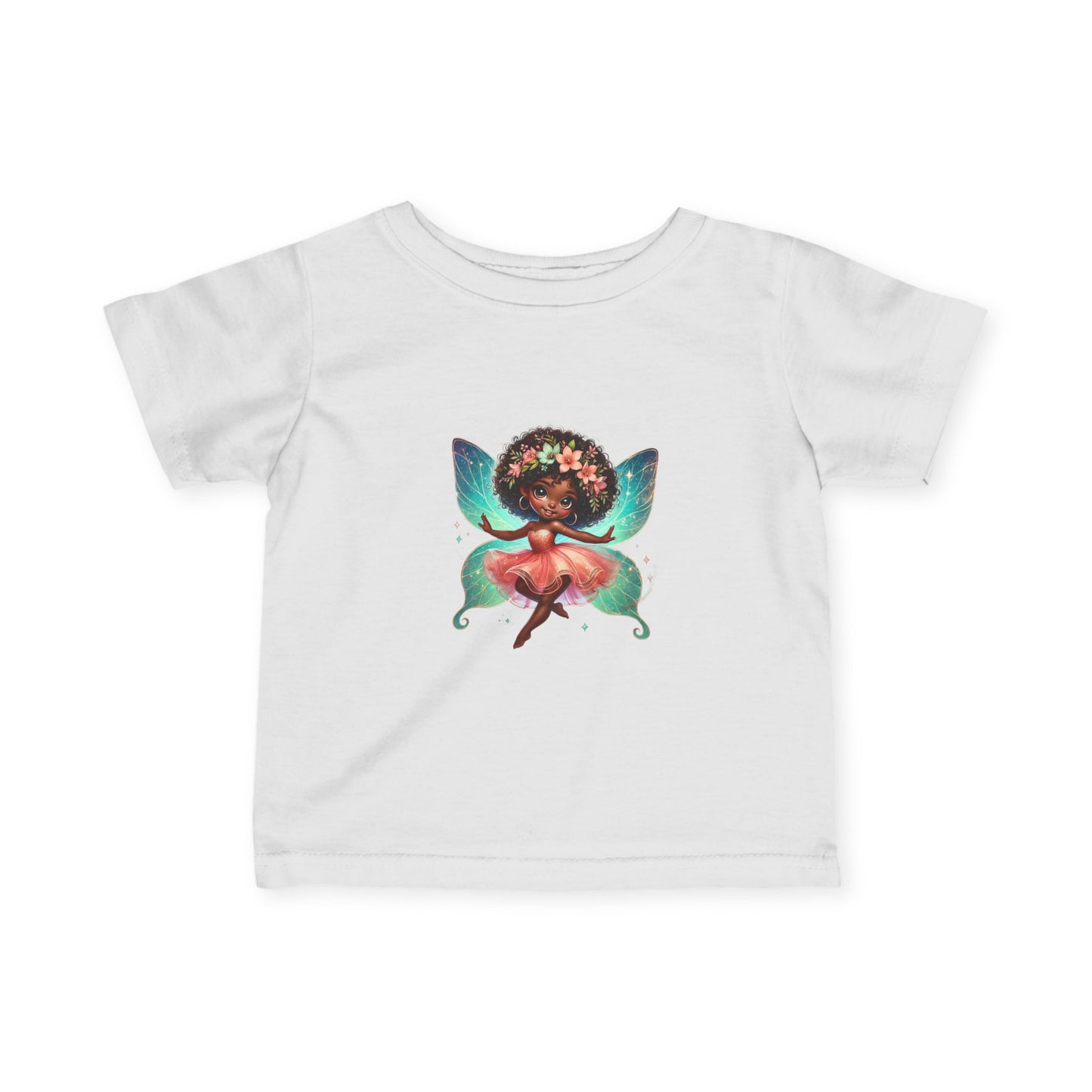 Afro Fairy Infant Tee with Sparkling Wings | Whimsical Baby Graphic Shirt