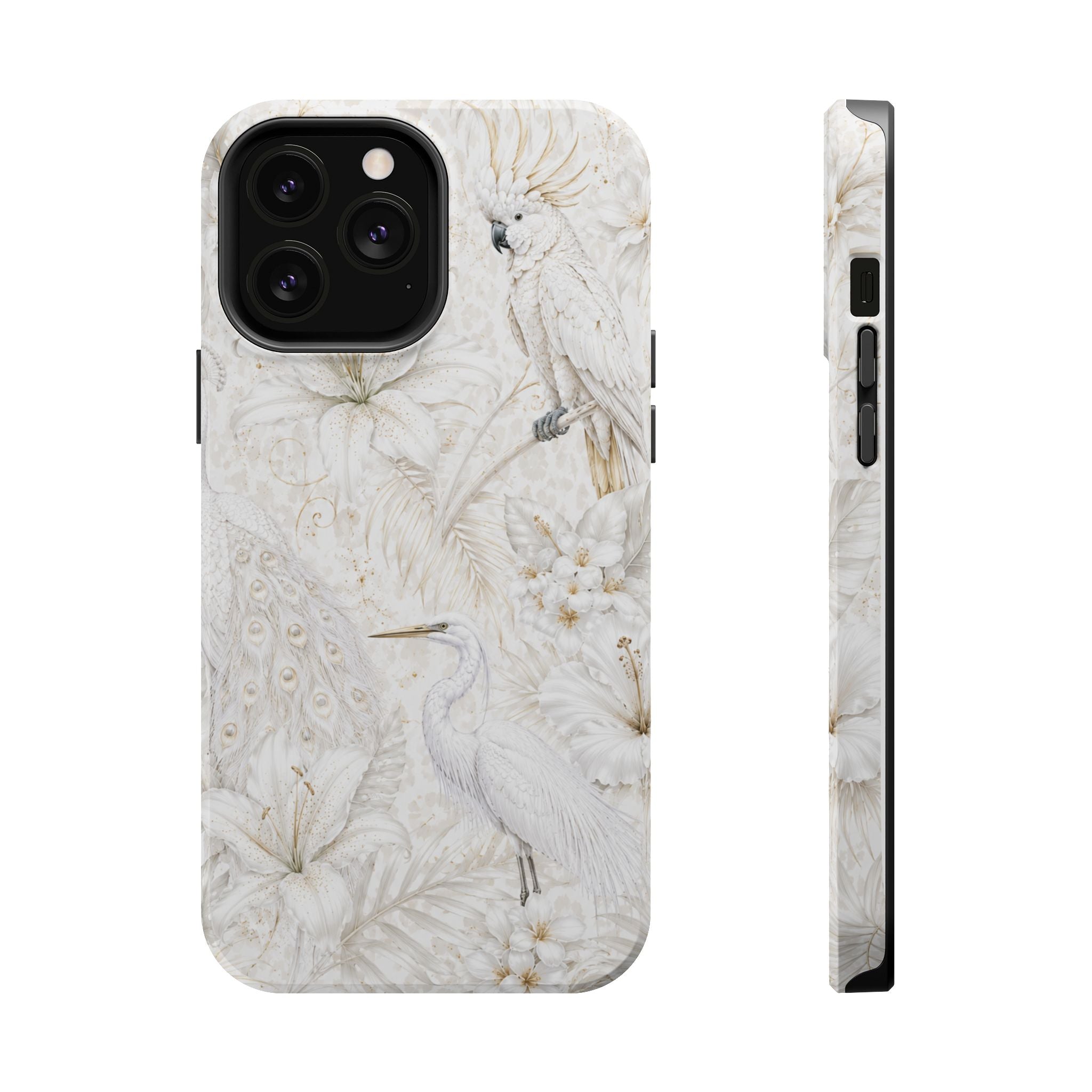 Elegant White Heron Magnetic Impact-Resistant Phone Case | MagSafe Compatible Shockproof Cover