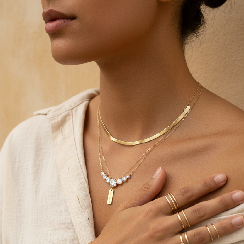 The VVS Moissanite | Gold Plated Sterling Silver Necklace by VAEL