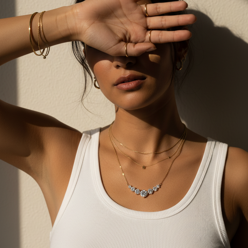 The VVS Moissanite | Gold Plated Sterling Silver Necklace by VAEL