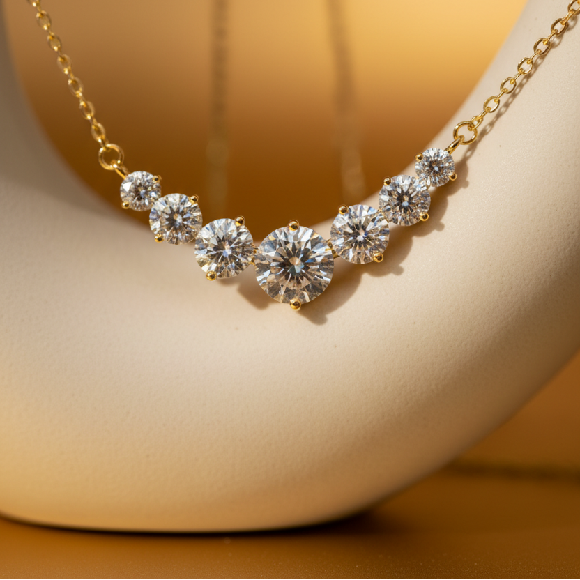 The VVS Moissanite | Gold Plated Sterling Silver Necklace by VAEL